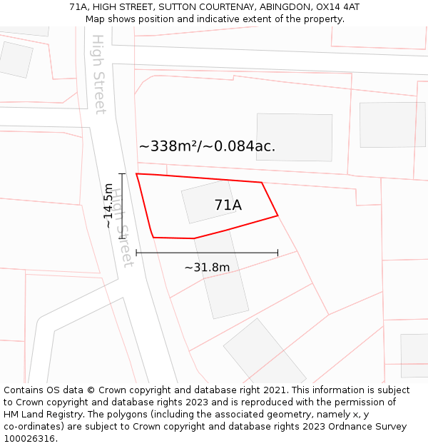 71A, HIGH STREET, SUTTON COURTENAY, ABINGDON, OX14 4AT: Plot and title map