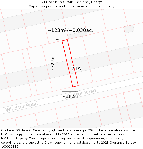 71A, WINDSOR ROAD, LONDON, E7 0QY: Plot and title map