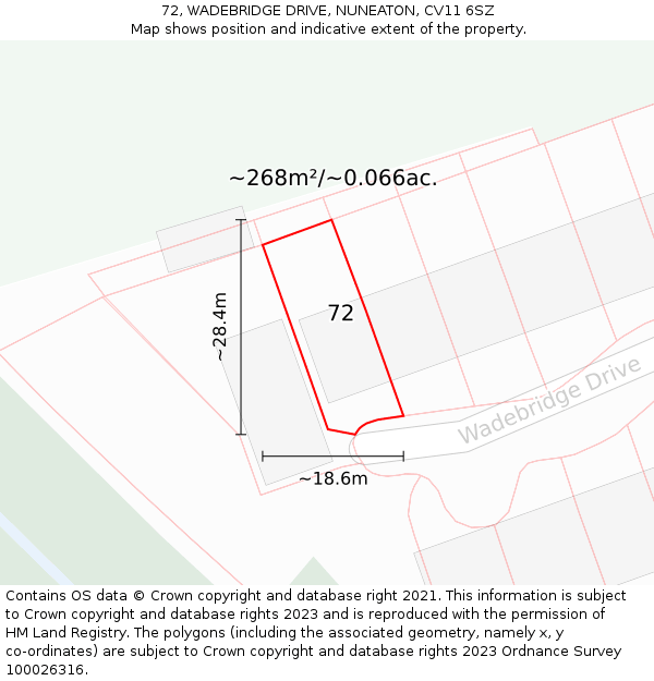 72, WADEBRIDGE DRIVE, NUNEATON, CV11 6SZ: Plot and title map