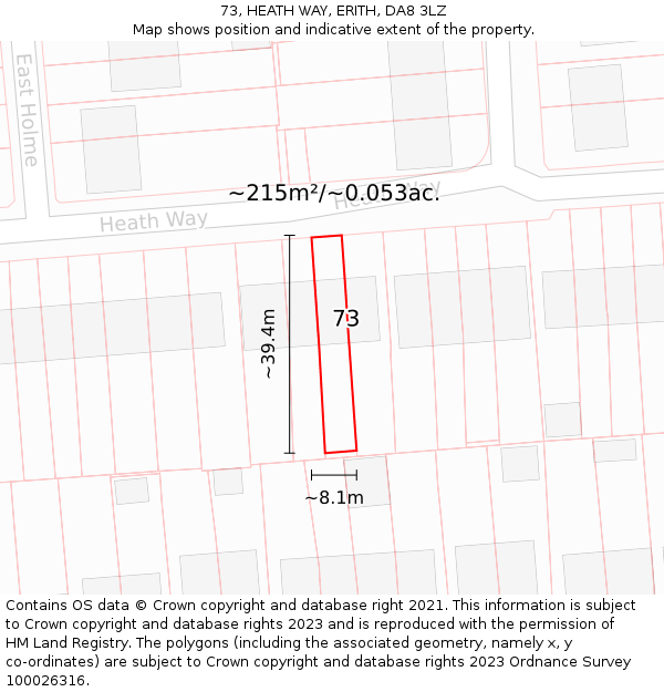 73, HEATH WAY, ERITH, DA8 3LZ: Plot and title map