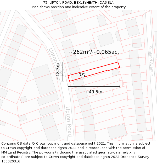 75, UPTON ROAD, BEXLEYHEATH, DA6 8LN: Plot and title map