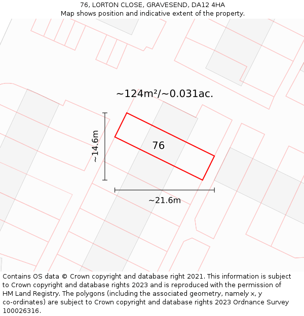 76, LORTON CLOSE, GRAVESEND, DA12 4HA: Plot and title map