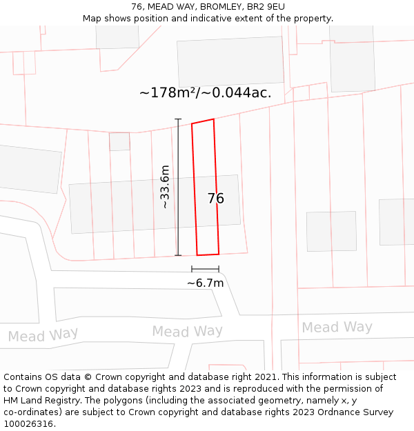 76, MEAD WAY, BROMLEY, BR2 9EU: Plot and title map
