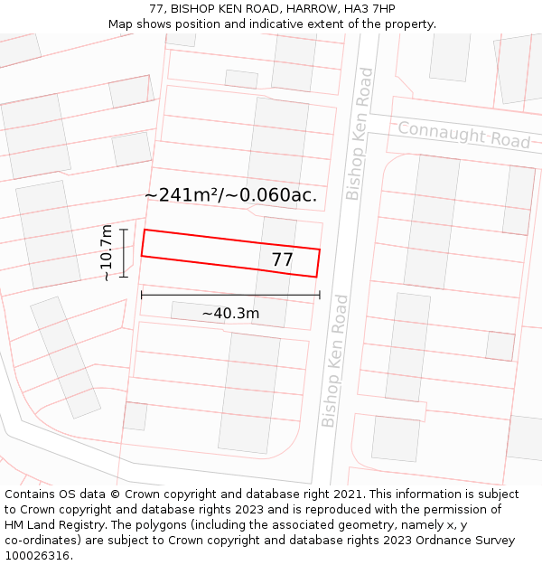 77, BISHOP KEN ROAD, HARROW, HA3 7HP: Plot and title map