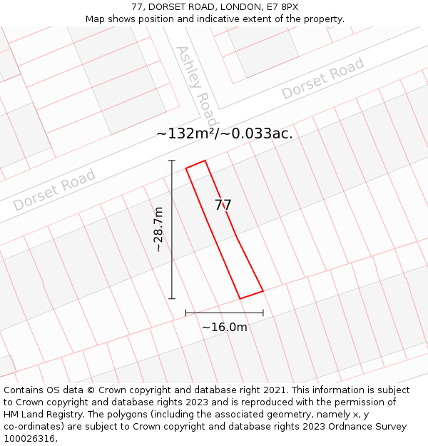 77, DORSET ROAD, LONDON, E7 8PX: Plot and title map