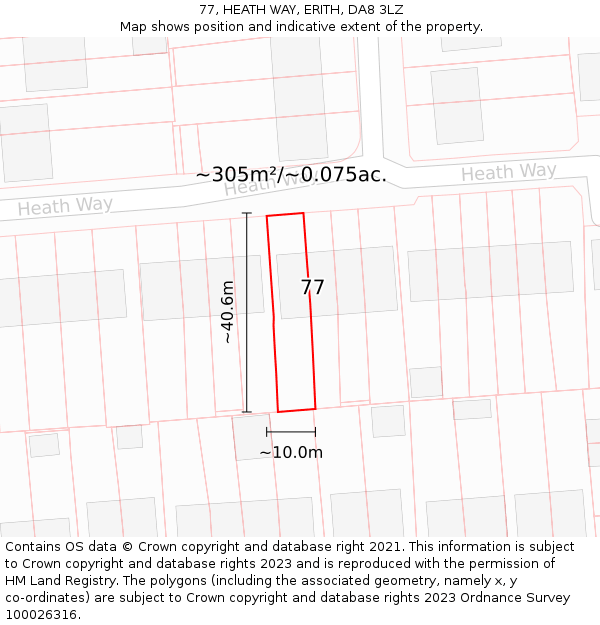 77, HEATH WAY, ERITH, DA8 3LZ: Plot and title map