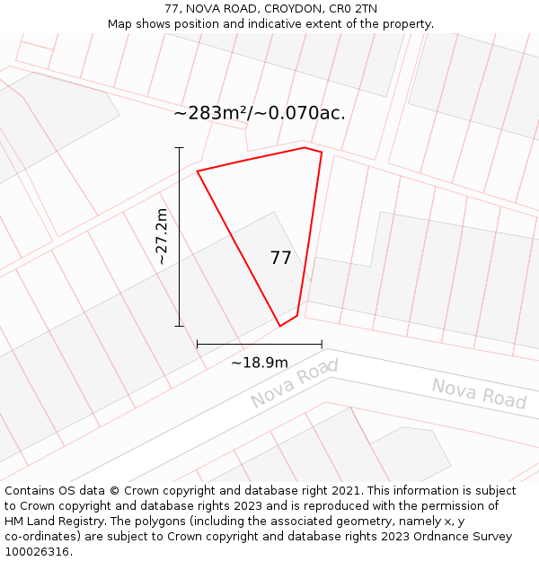 77, NOVA ROAD, CROYDON, CR0 2TN: Plot and title map
