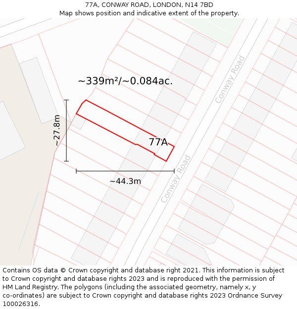 77A, CONWAY ROAD, LONDON, N14 7BD: Plot and title map