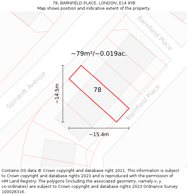78, BARNFIELD PLACE, LONDON, E14 9YB: Plot and title map