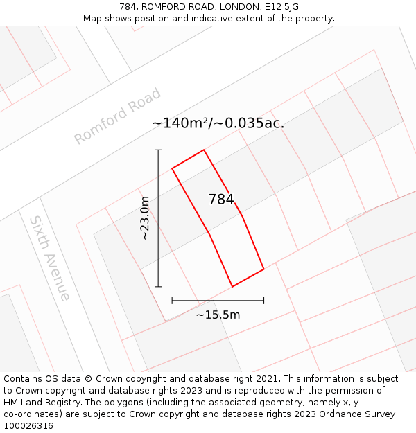 784, ROMFORD ROAD, LONDON, E12 5JG: Plot and title map