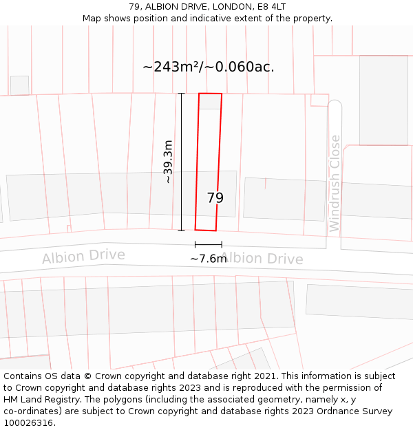 79, ALBION DRIVE, LONDON, E8 4LT: Plot and title map