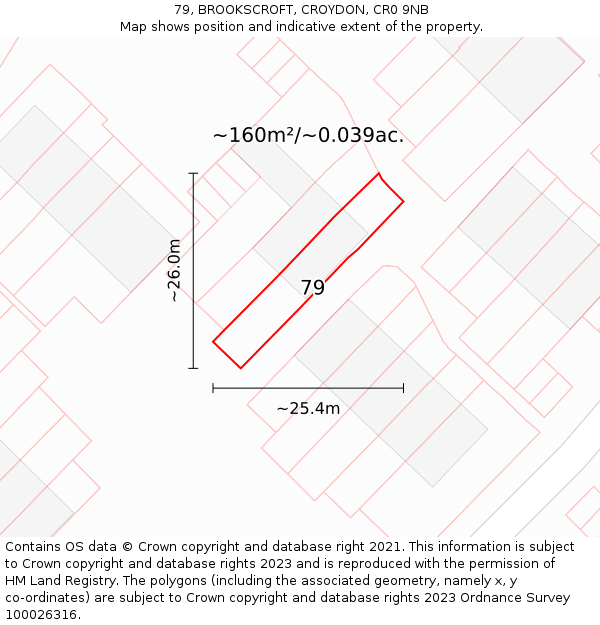 79, BROOKSCROFT, CROYDON, CR0 9NB: Plot and title map
