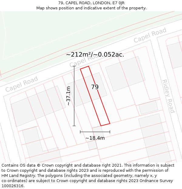 79, CAPEL ROAD, LONDON, E7 0JR: Plot and title map