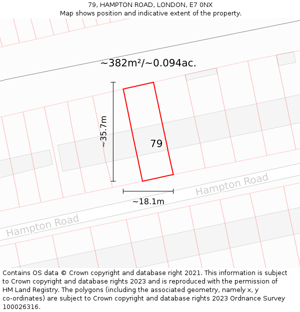 79, HAMPTON ROAD, LONDON, E7 0NX: Plot and title map