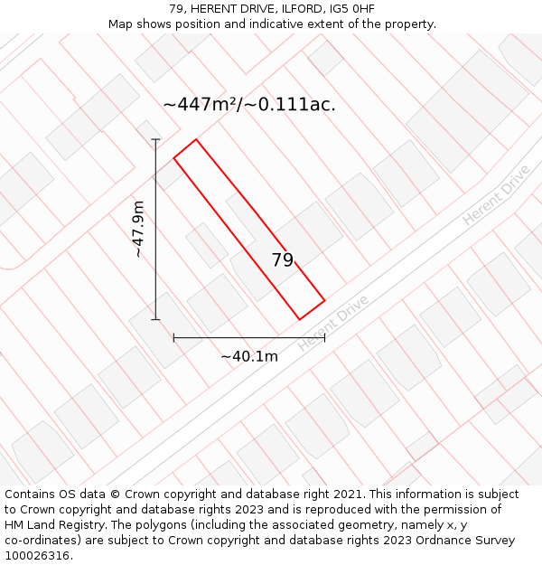 79, HERENT DRIVE, ILFORD, IG5 0HF: Plot and title map