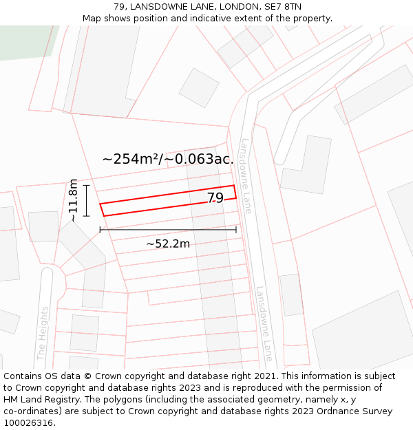 79, LANSDOWNE LANE, LONDON, SE7 8TN: Plot and title map