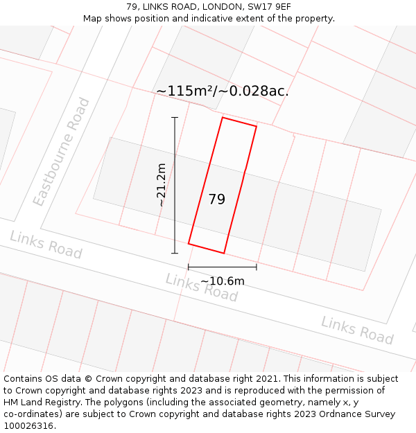 79, LINKS ROAD, LONDON, SW17 9EF: Plot and title map