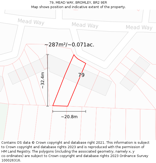 79, MEAD WAY, BROMLEY, BR2 9ER: Plot and title map