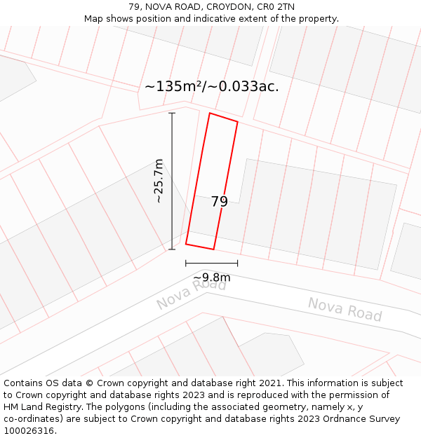 79, NOVA ROAD, CROYDON, CR0 2TN: Plot and title map