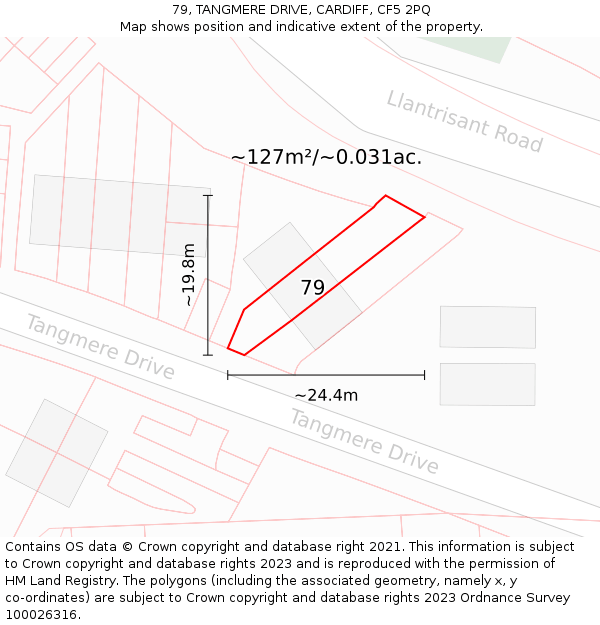 79, TANGMERE DRIVE, CARDIFF, CF5 2PQ: Plot and title map