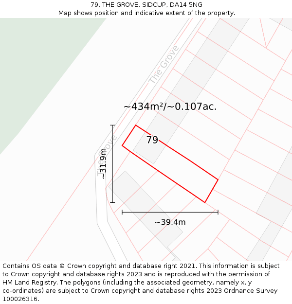 79, THE GROVE, SIDCUP, DA14 5NG: Plot and title map