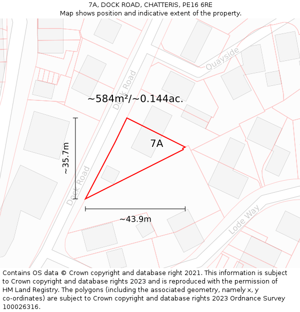 7A, DOCK ROAD, CHATTERIS, PE16 6RE: Plot and title map