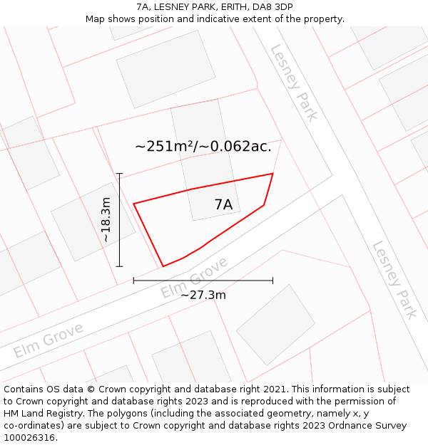 7A, LESNEY PARK, ERITH, DA8 3DP: Plot and title map