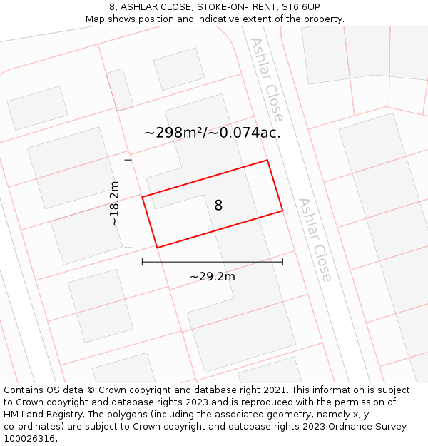 8, ASHLAR CLOSE, STOKE-ON-TRENT, ST6 6UP: Plot and title map