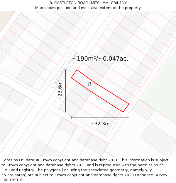 8, CASTLETON ROAD, MITCHAM, CR4 1NY: Plot and title map
