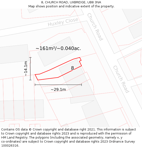 8, CHURCH ROAD, UXBRIDGE, UB8 3NA: Plot and title map