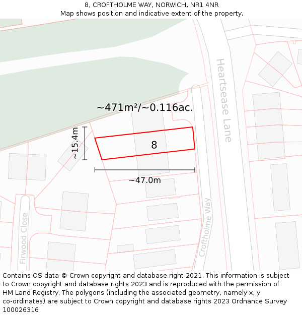 8, CROFTHOLME WAY, NORWICH, NR1 4NR: Plot and title map