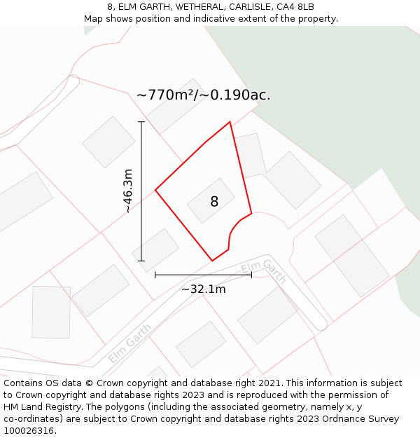 8, ELM GARTH, WETHERAL, CARLISLE, CA4 8LB: Plot and title map