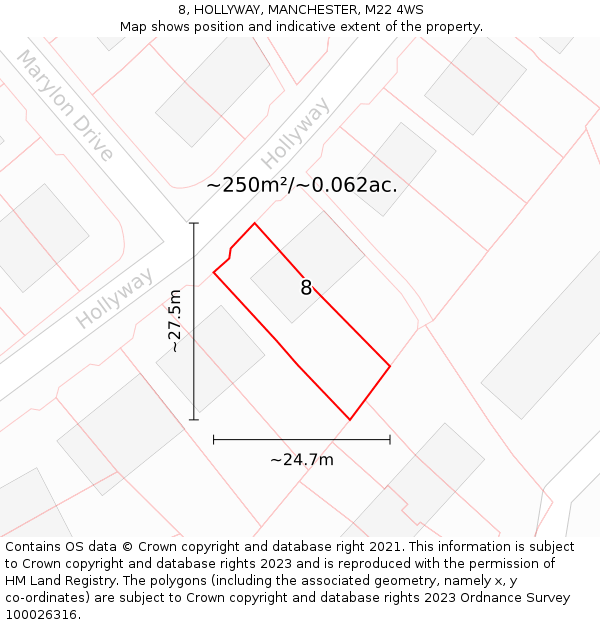 8, HOLLYWAY, MANCHESTER, M22 4WS: Plot and title map