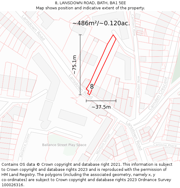 8, LANSDOWN ROAD, BATH, BA1 5EE: Plot and title map