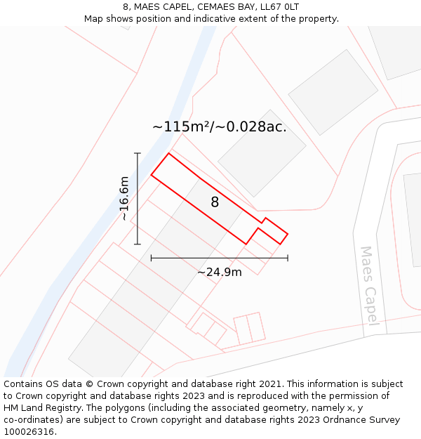 8, MAES CAPEL, CEMAES BAY, LL67 0LT: Plot and title map