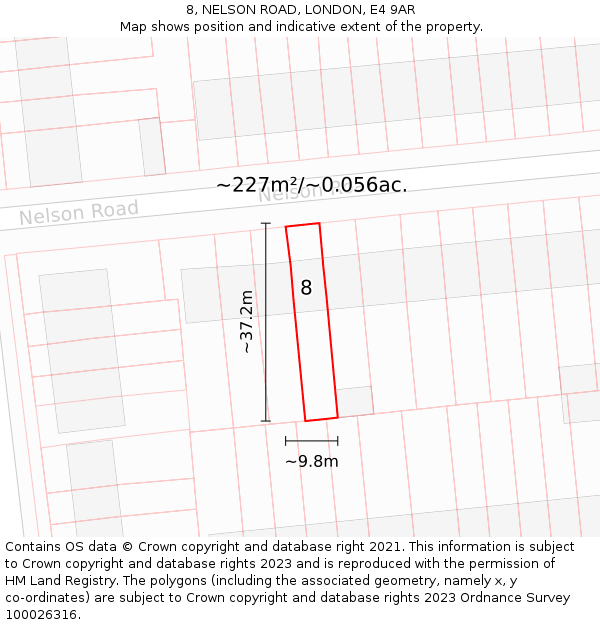 8, NELSON ROAD, LONDON, E4 9AR: Plot and title map