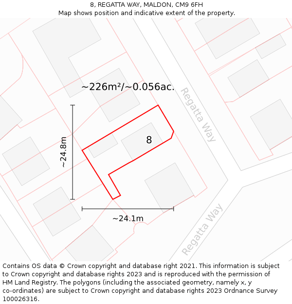 8, REGATTA WAY, MALDON, CM9 6FH: Plot and title map
