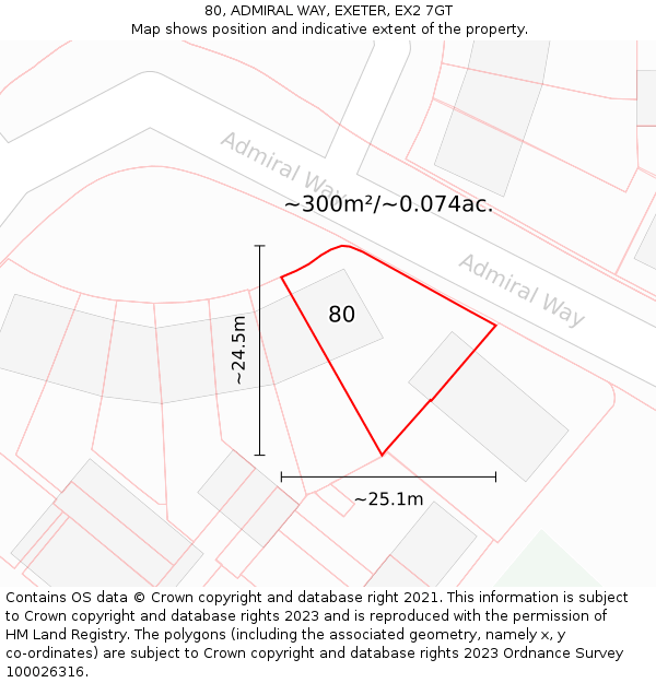 80, ADMIRAL WAY, EXETER, EX2 7GT: Plot and title map