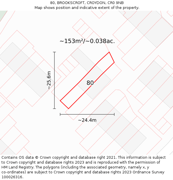 80, BROOKSCROFT, CROYDON, CR0 9NB: Plot and title map