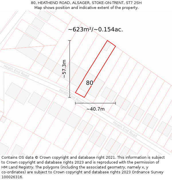 80, HEATHEND ROAD, ALSAGER, STOKE-ON-TRENT, ST7 2SH: Plot and title map