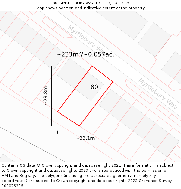 80, MYRTLEBURY WAY, EXETER, EX1 3GA: Plot and title map
