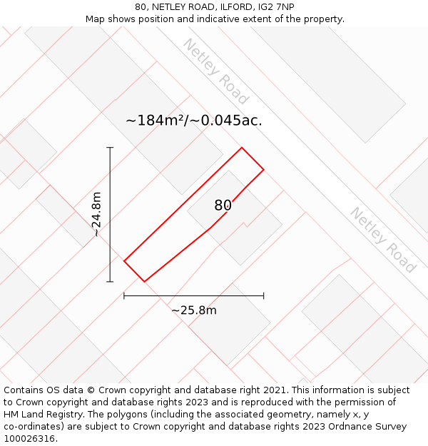 80, NETLEY ROAD, ILFORD, IG2 7NP: Plot and title map