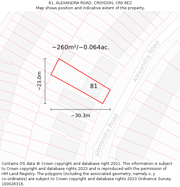 81, ALEXANDRA ROAD, CROYDON, CR0 6EZ: Plot and title map