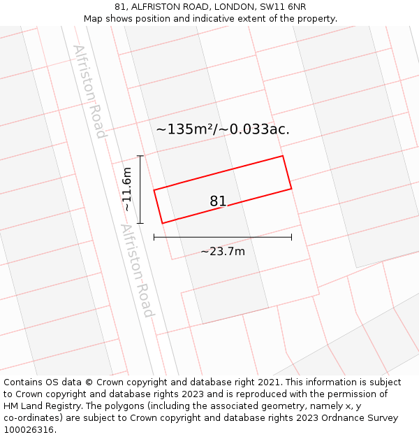 81, ALFRISTON ROAD, LONDON, SW11 6NR: Plot and title map