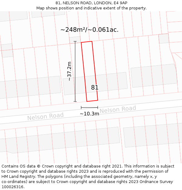 81, NELSON ROAD, LONDON, E4 9AP: Plot and title map
