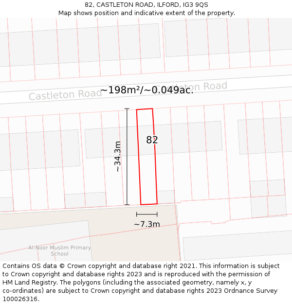 82, CASTLETON ROAD, ILFORD, IG3 9QS: Plot and title map