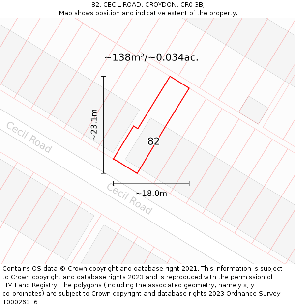 82, CECIL ROAD, CROYDON, CR0 3BJ: Plot and title map