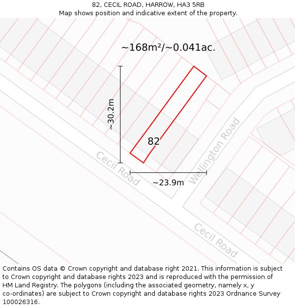 82, CECIL ROAD, HARROW, HA3 5RB: Plot and title map