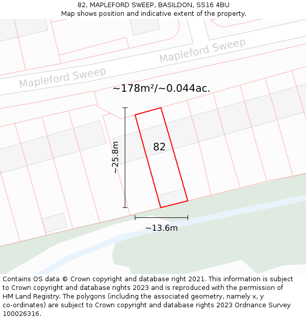 82, MAPLEFORD SWEEP, BASILDON, SS16 4BU: Plot and title map