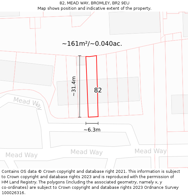 82, MEAD WAY, BROMLEY, BR2 9EU: Plot and title map